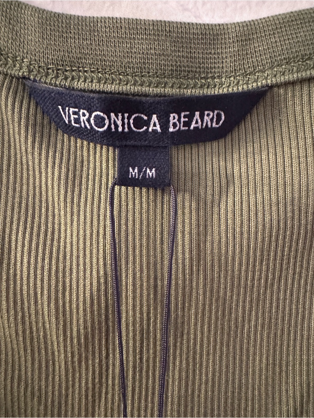 Veronica Beard Ennis Mixed Media Olive Tank Midi Dress - Picture 2 of 7